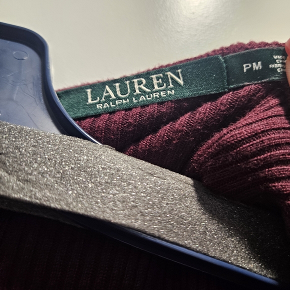 Ralph Lauren Deep Burgundy Ruffle Cardigan - Picture 2 of 3